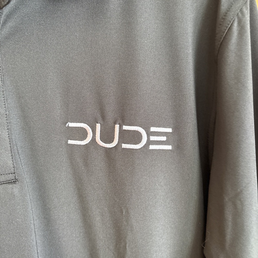 Waggle Size Large Short Sleeve Dude‎ Polo Shirt Black Sleeve Logo - Picture 3 of 7